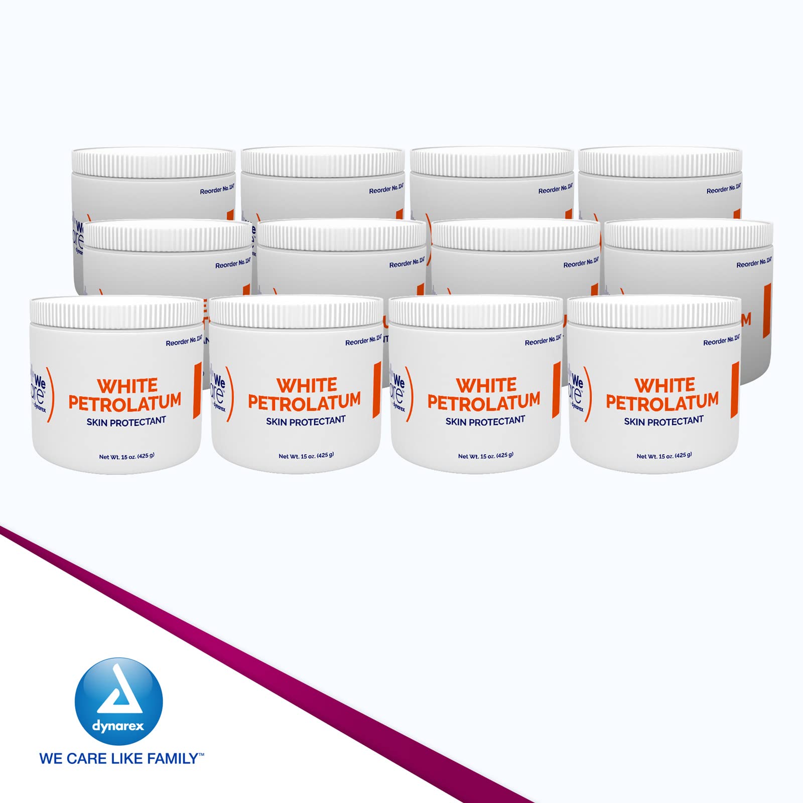 Dynarex hands applying petrolatum jelly for dry skin care.