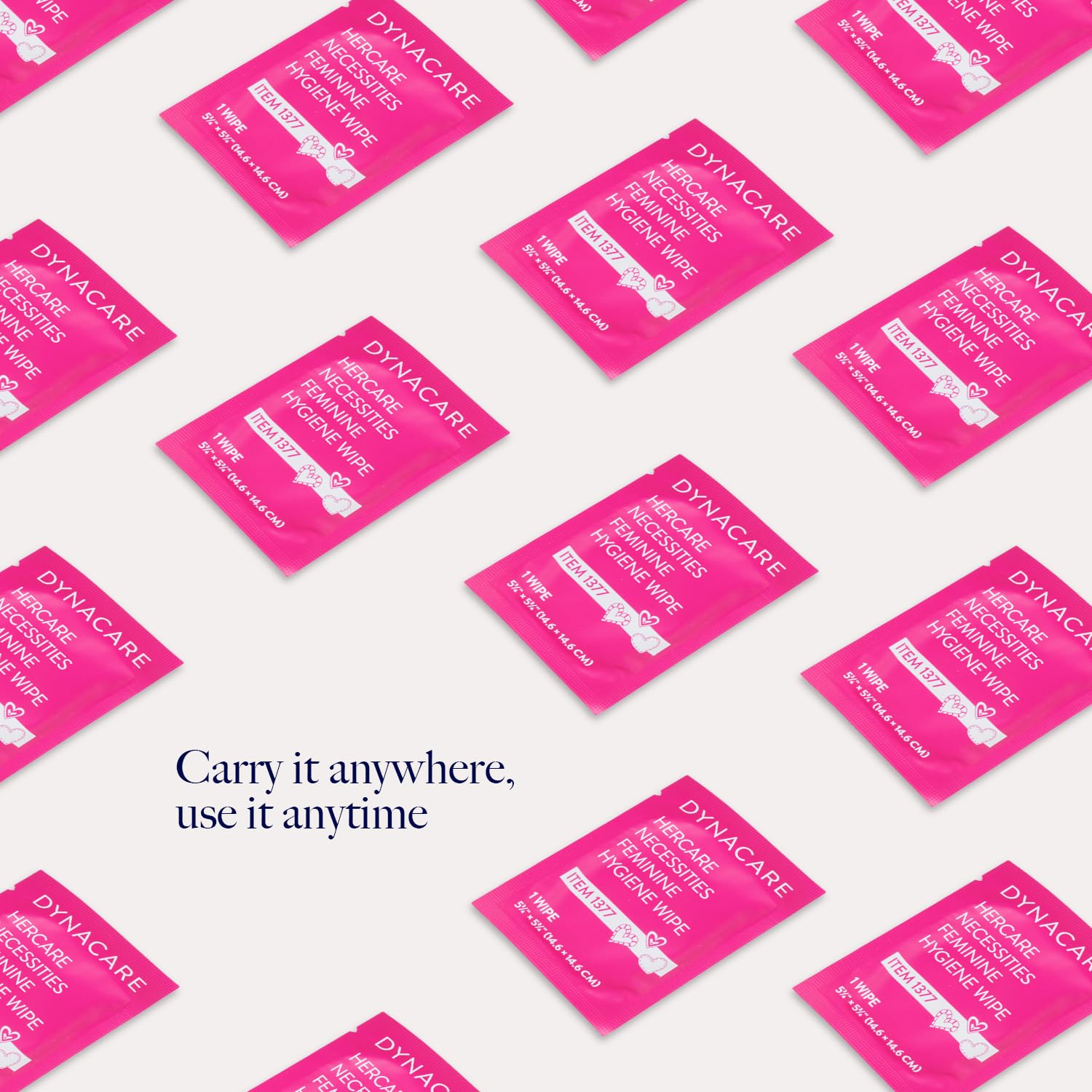5.5-by-8 inches Dynarex HerCare wipes fit purses and gym bags.