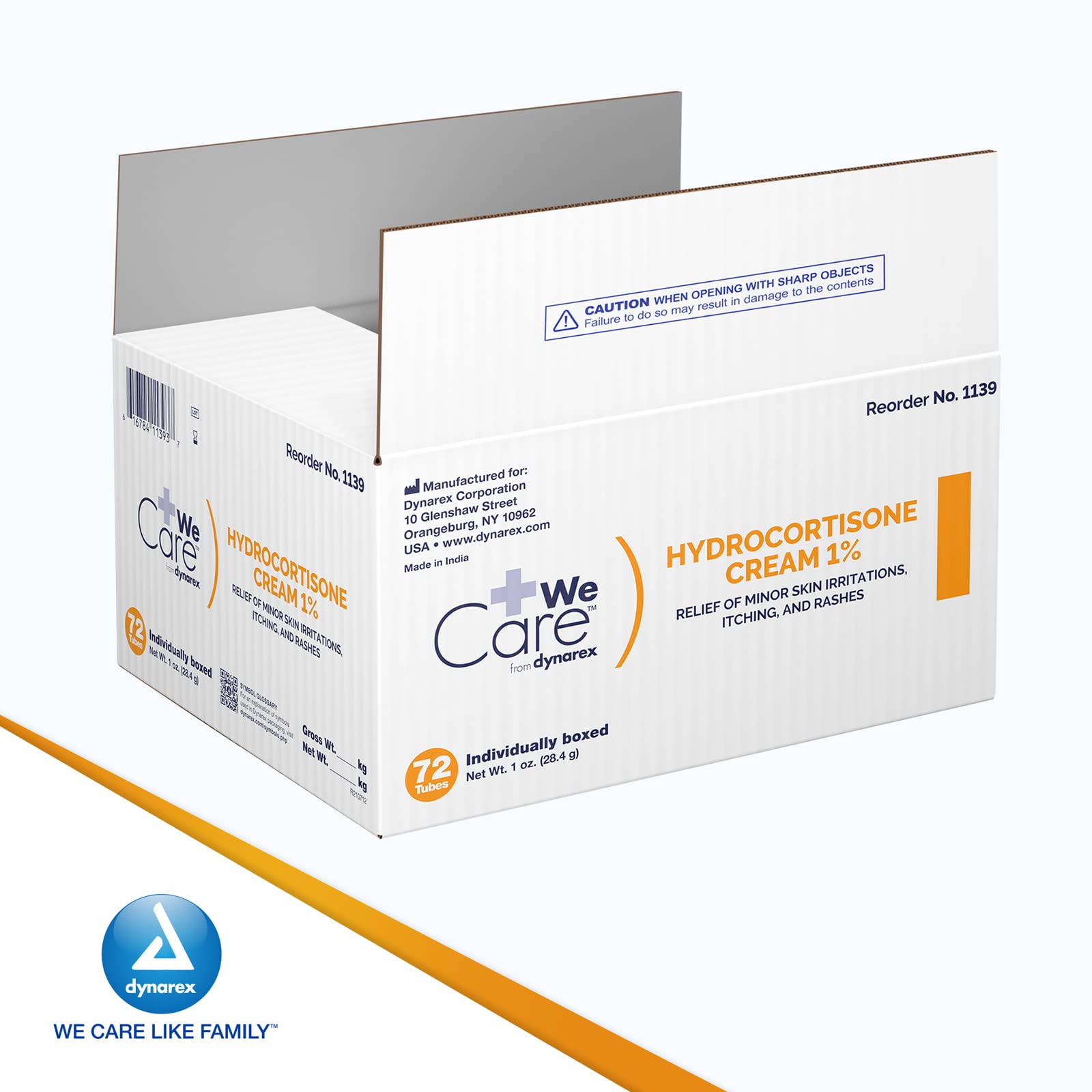 Dynarex Hydrocortisone travel-friendly tube in bag.