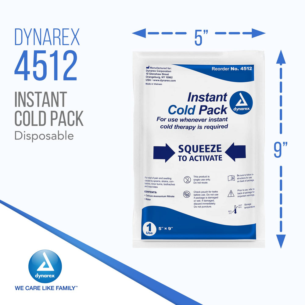 Dynarex instant cold pack activation for fast, mess-free use.
