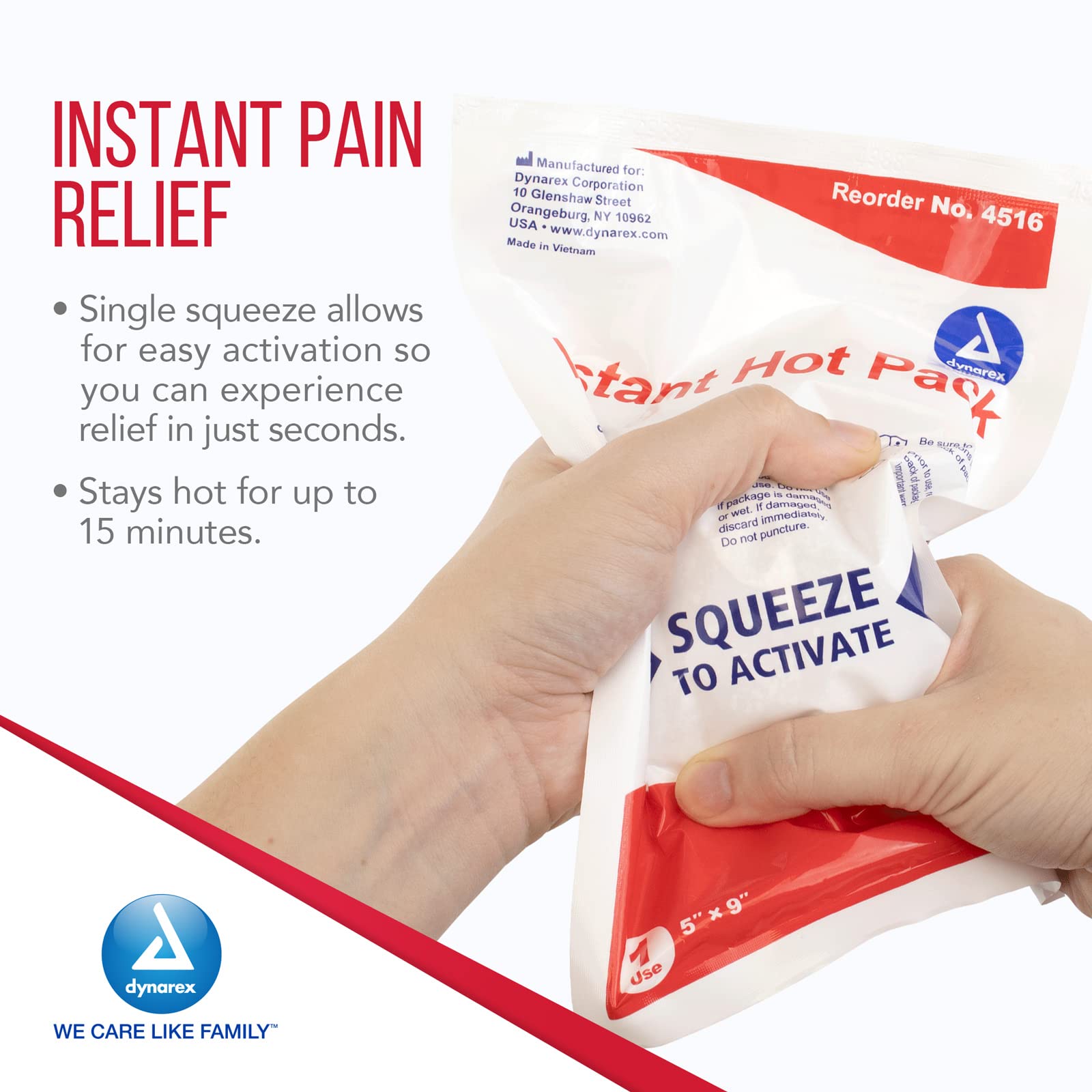 Dynarex Instant Hot Pack used at home for muscle tension relief.