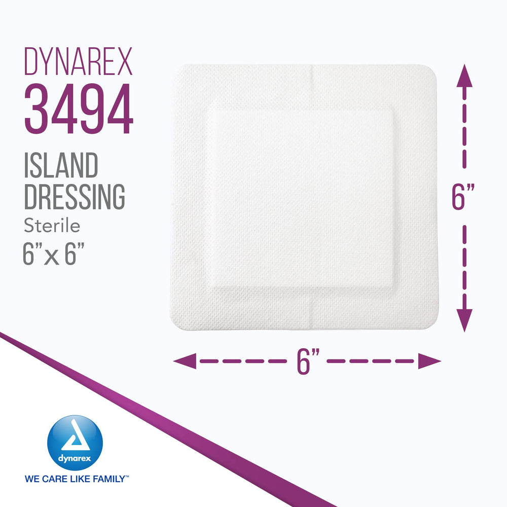 Dynarex Island Dressing pad close-up showing highly absorbent core in action.