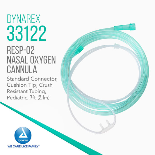 Dynarex nasal cannula with universal connector for flexible setup.