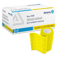 Dynarex Sensi-Wrap bandage roll in yellow packaging for quick visibility and easy handling.