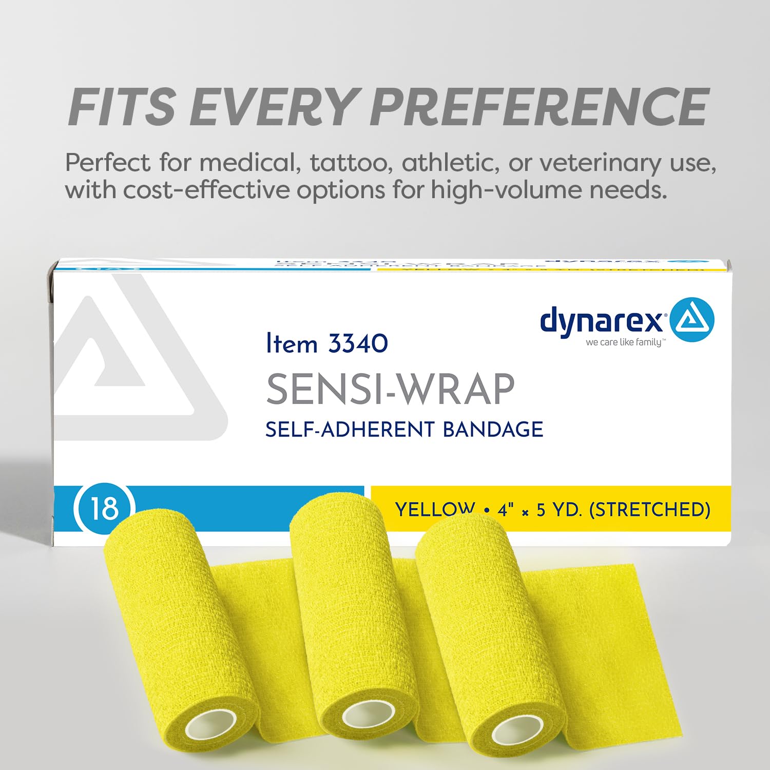 Dynarex Sensi-Wrap easy-tear design reduces setup time for quick adjustments.