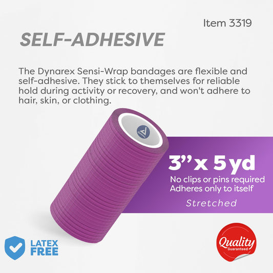 Close-up of Dynarex Sensi-Wrap elastic material highlights breathable comfort.