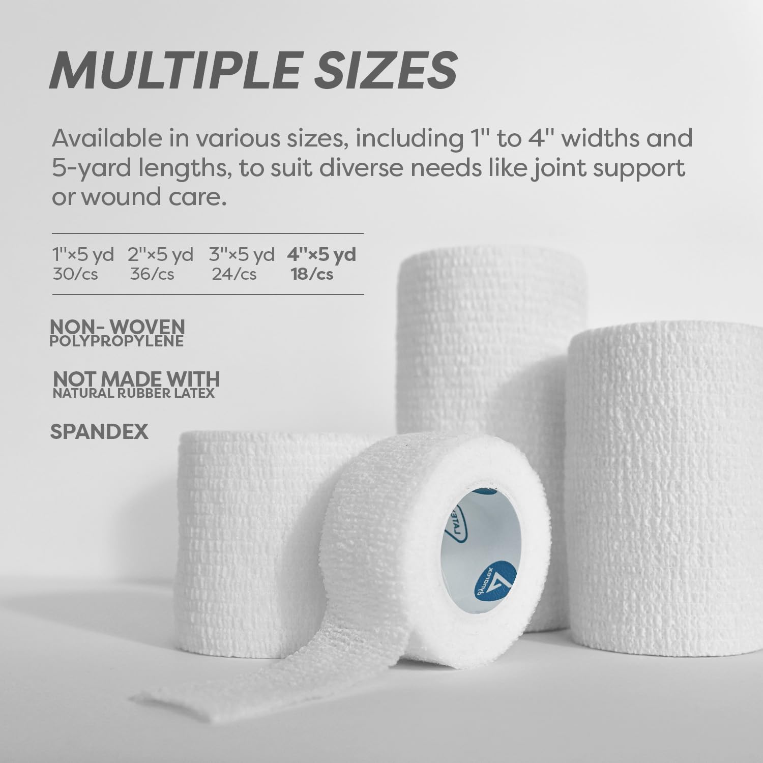 Sensi-Wrap latex-free option with comfortable stretch.