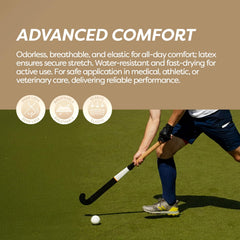 Dynarex Sensi-Wrap laid flat reveals nonwoven polypropylene and spandex blend.