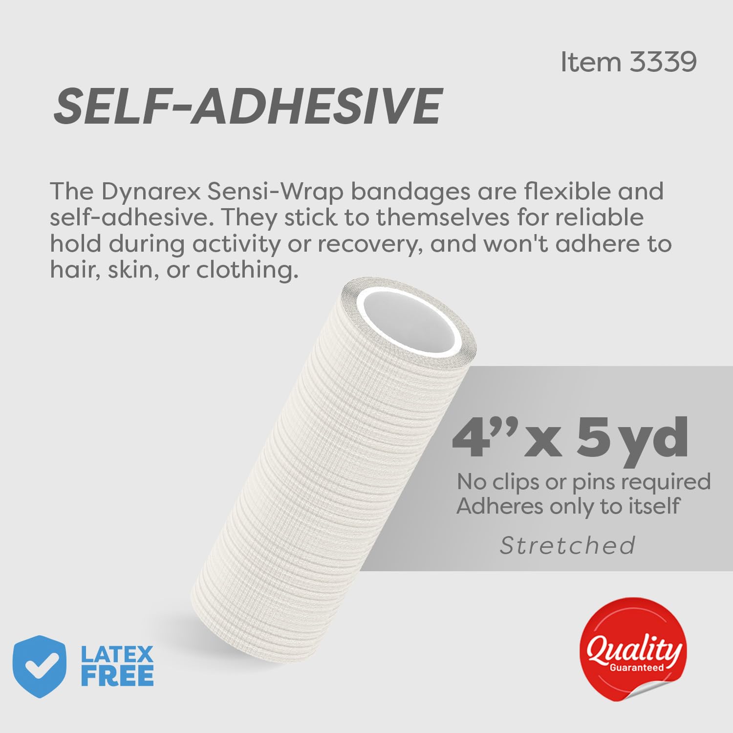 Close-up of Dynarex Sensi-Wrap self-adhesive texture for secure wear.