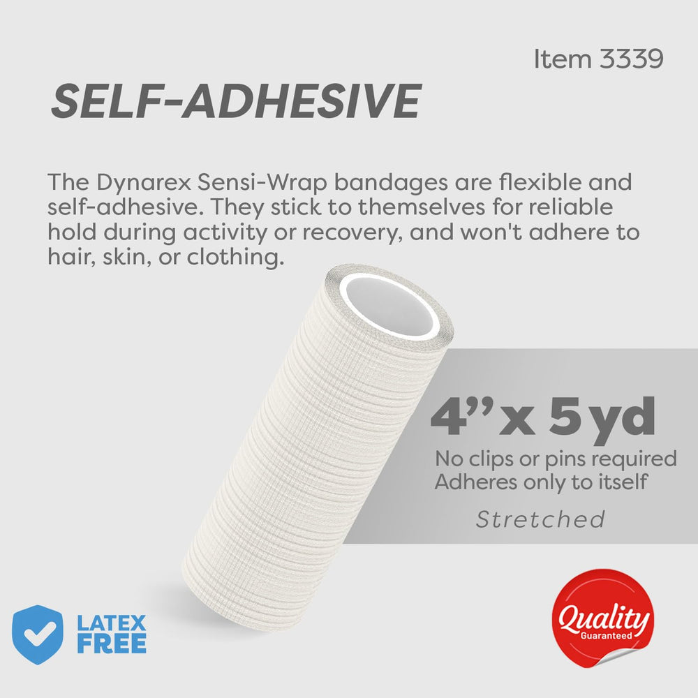 Close-up of Dynarex Sensi-Wrap self-adhesive texture for secure wear.