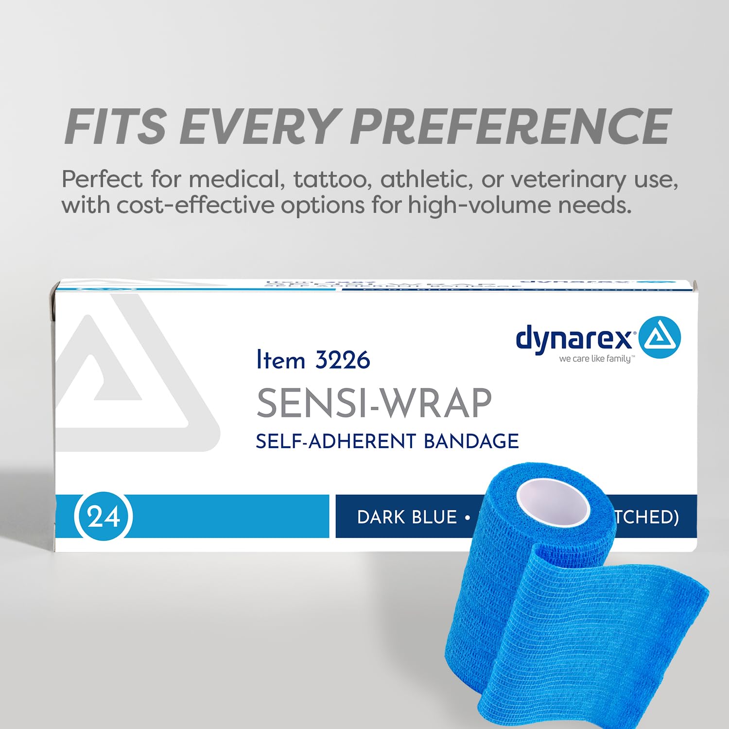 Dynarex Sensi-Wrap suitable for veterinary and athletic care environments.
