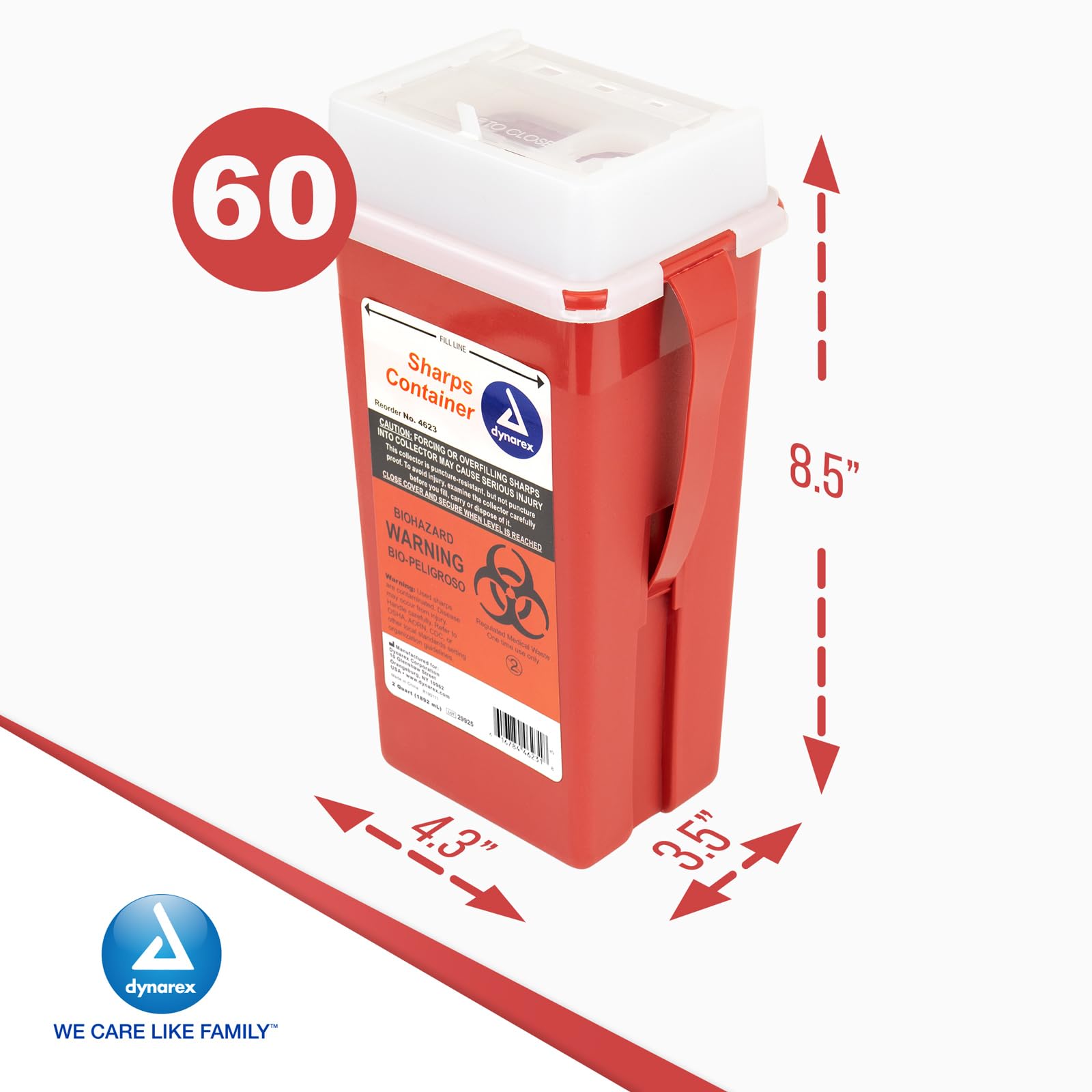 Dynarex multi-use container for needles, syringes, lancets