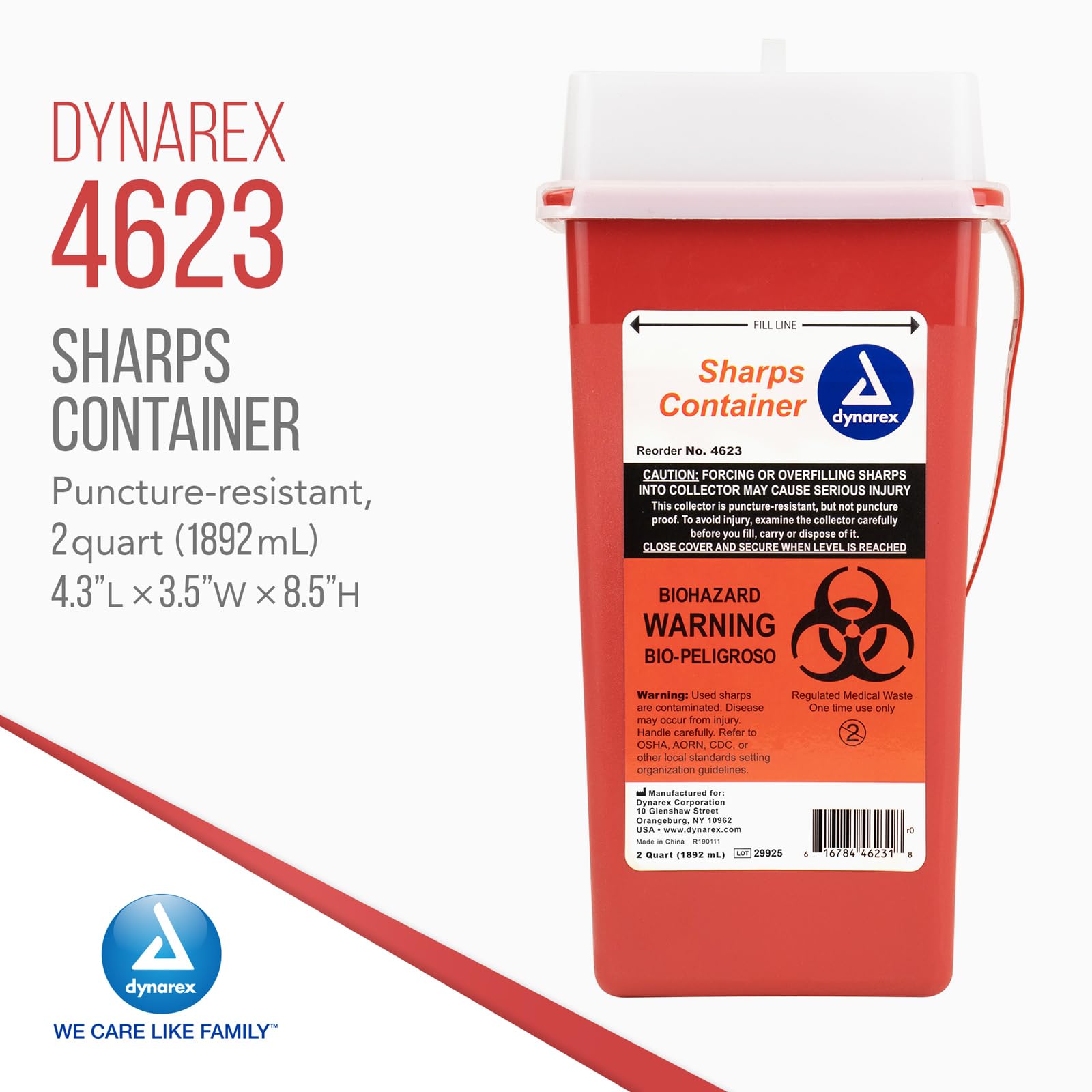 Dynarex puncture-resistant thermoplastic design reduces needlestick risk
