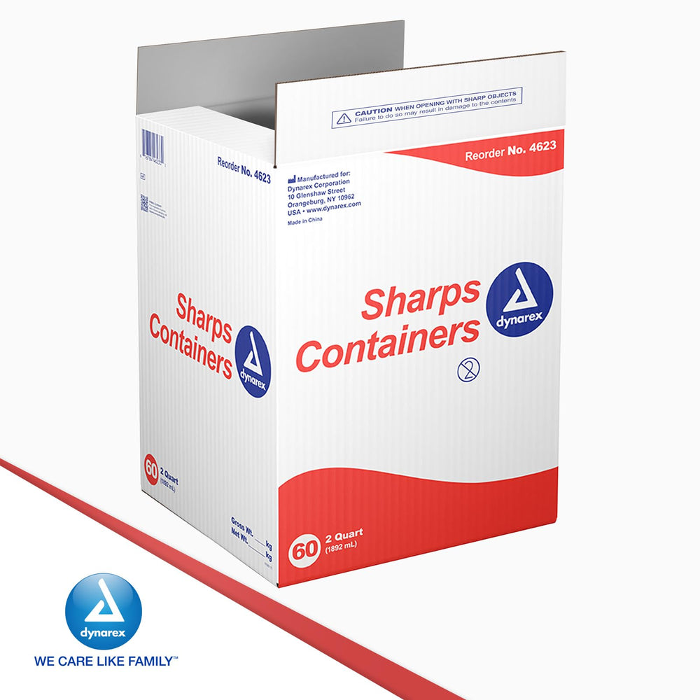 Dynarex sharps container red color for high visibility in settings
