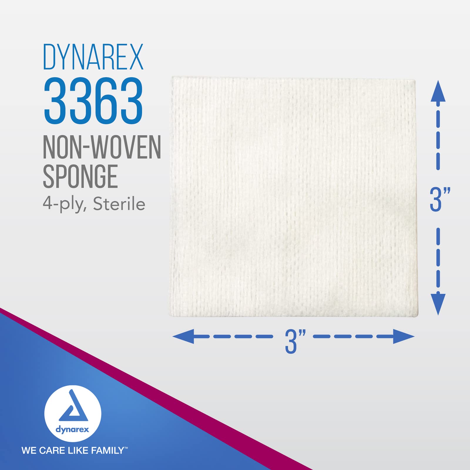 Dynarex sponges sterile peel-down pouches enable aseptic handling during dressing changes.