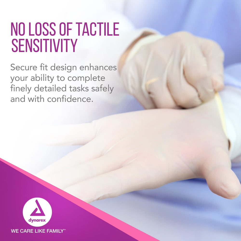 Dynarex size 8.5 sterile gloves offer secure fit and precise dexterity.