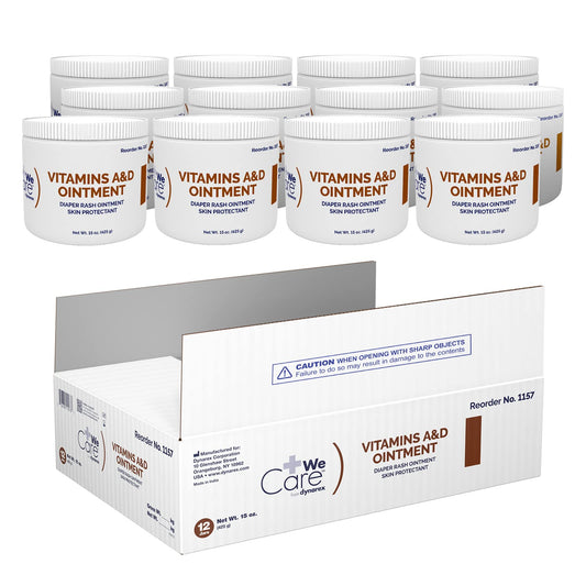 Dynarex Vitamins A & D ointment jar front view for moisturizing skin.