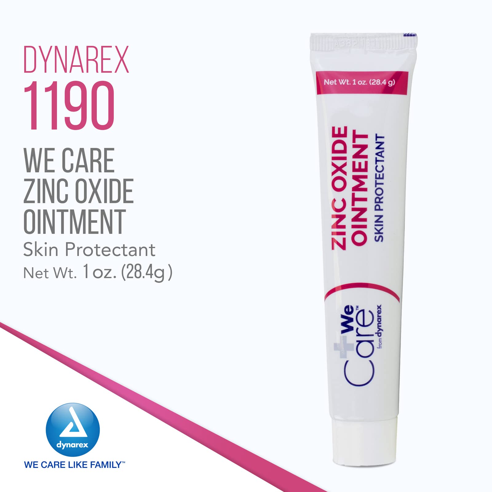 Dynarex Zinc Oxide Ointment application demonstrates gentle coverage on irritated skin.