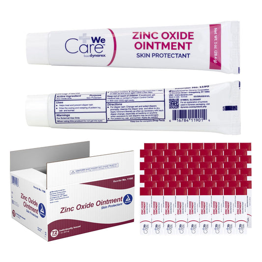 Dynarex Zinc Oxide Ointment bottle demonstrates protective barrier for sensitive skin.
