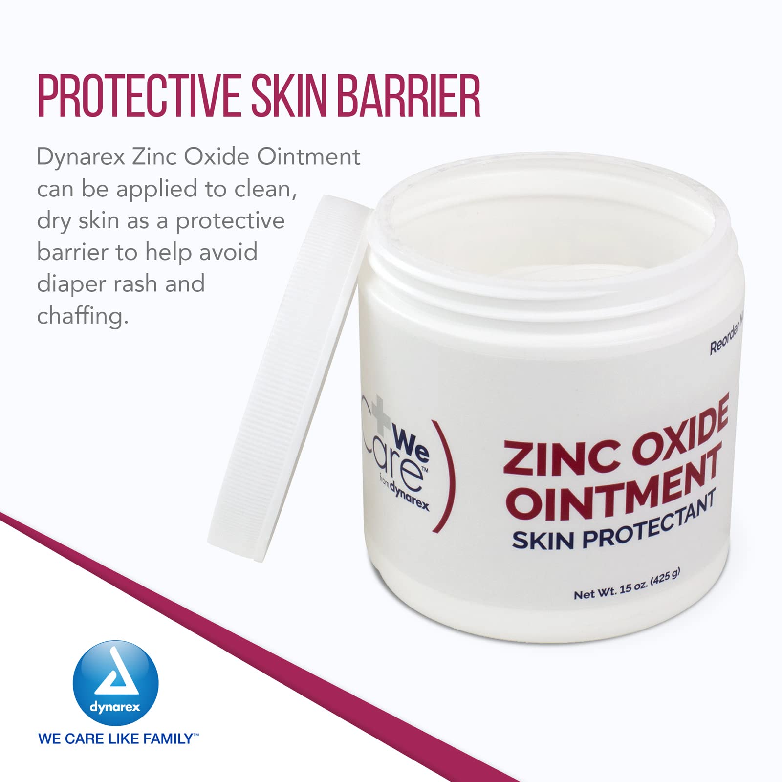 Texture close-up of Dynarex ointment on dry skin.