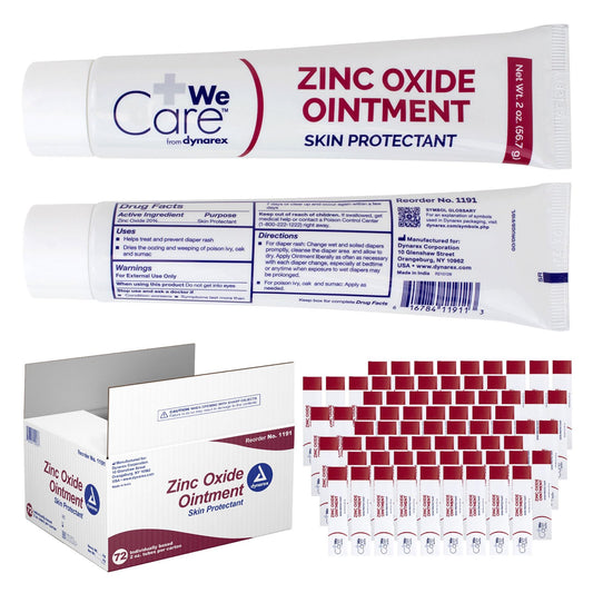Dynarex zinc oxide ointment tube close-up showing barrier protection for sensitive skin