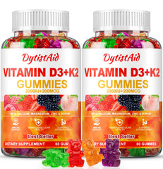 DytistAid Vitamin D3+K2 Gummies bottle front supports daily immune and bone wellness