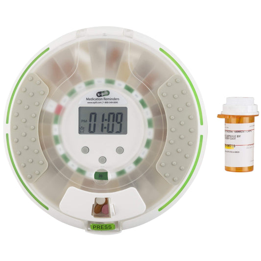 e-Pill MedSmart Voice Pro Bluetooth setup enables caregiver monitoring.
