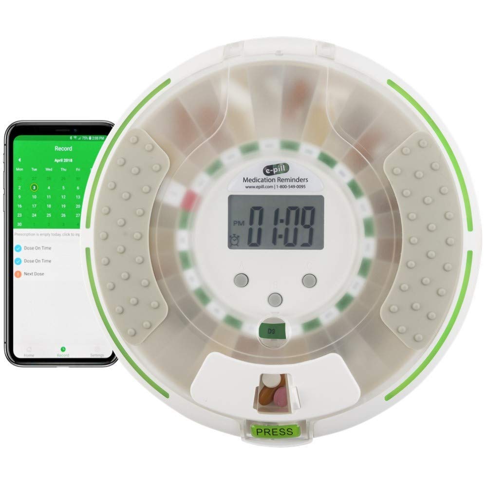 e-Pill MedSmart Voice Pro locked lid secures meds for reliable dosing.