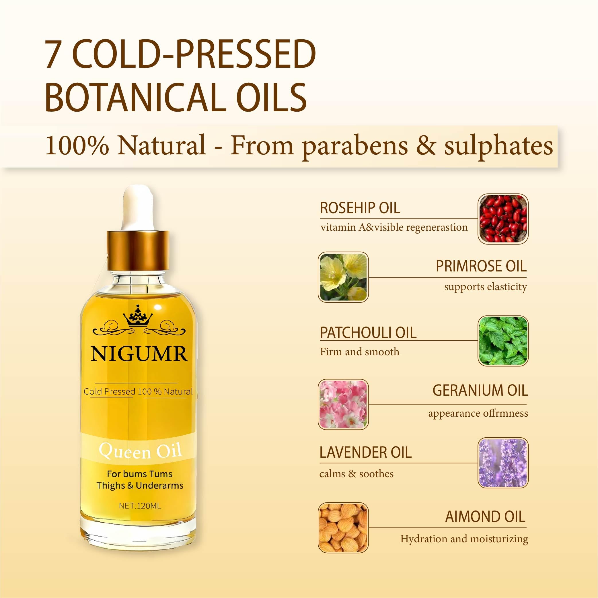 E-RA Queen Body Oil bottle pour demonstrates easy, non-sticky application
