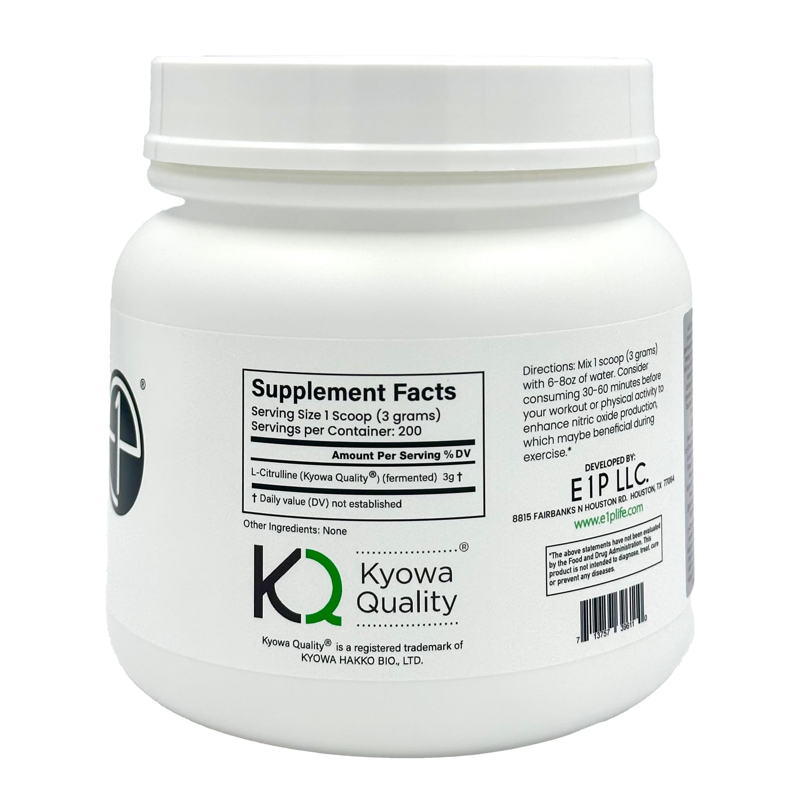 E1P L-Citrulline vegan fermented ingredient; supports clean, high quality formulation.