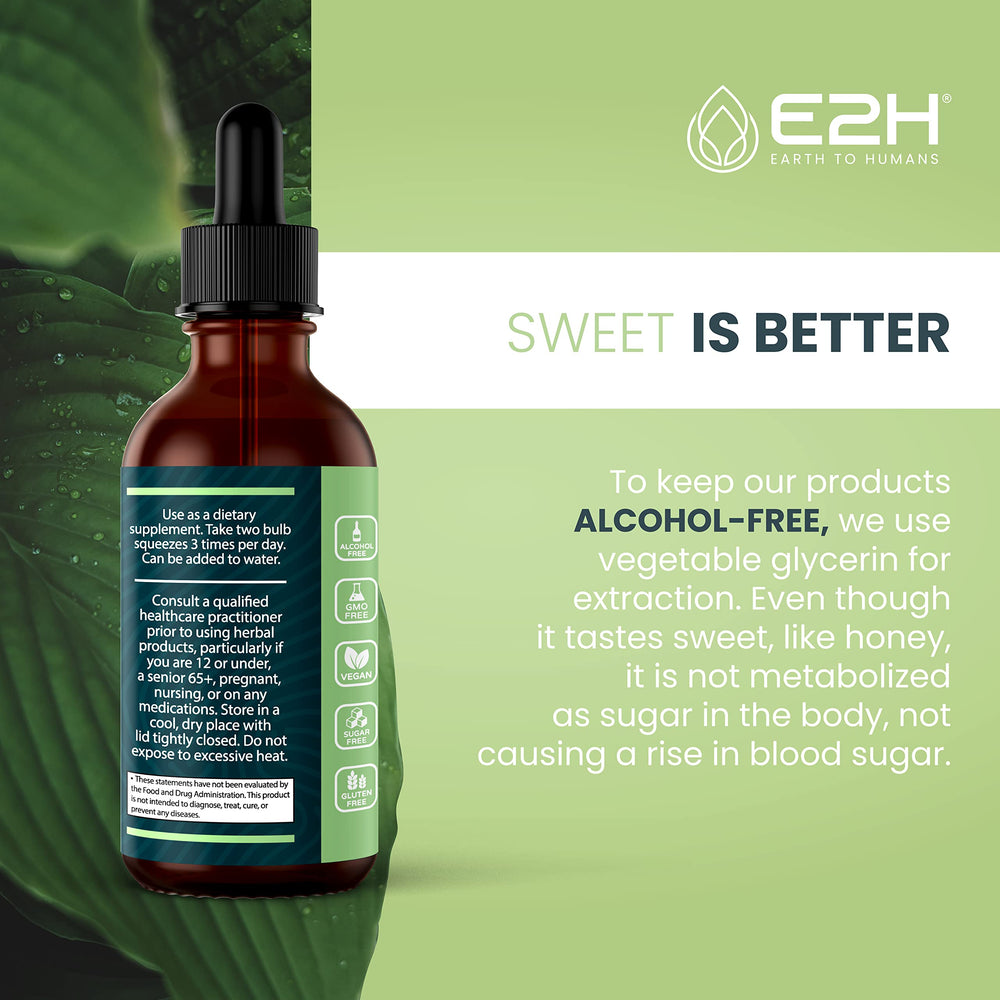 E2H Ashwagandha liquid drops made in the USA branding