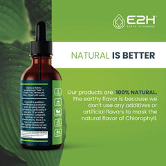 E2H Chlorophyll Drops vegan gluten-free label close-up