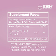 E2H Elderberry Syrup close-up of liquid reveals rich color and natural sweetness