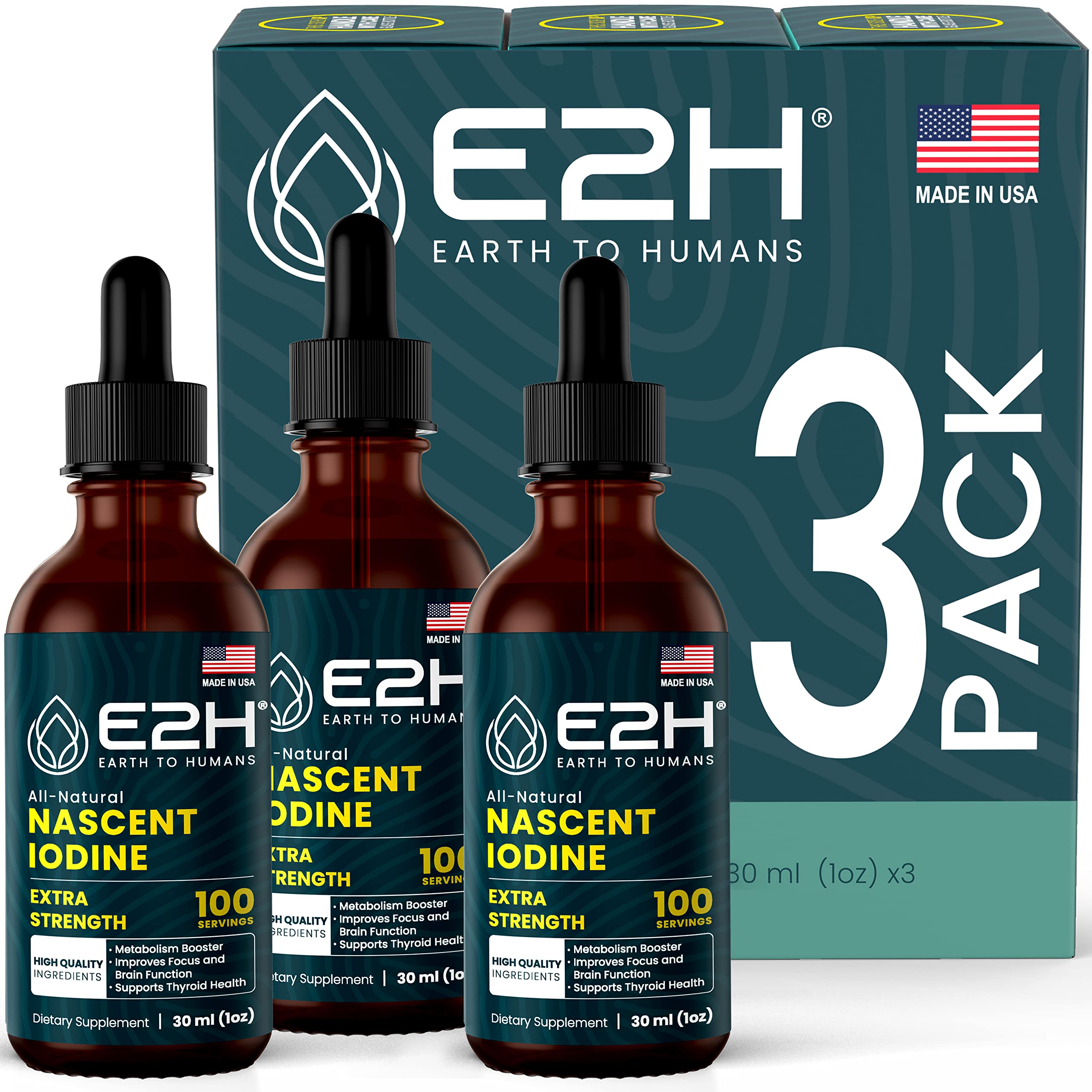 E2H Vegan Liquid Iodine bottle for daily energy support