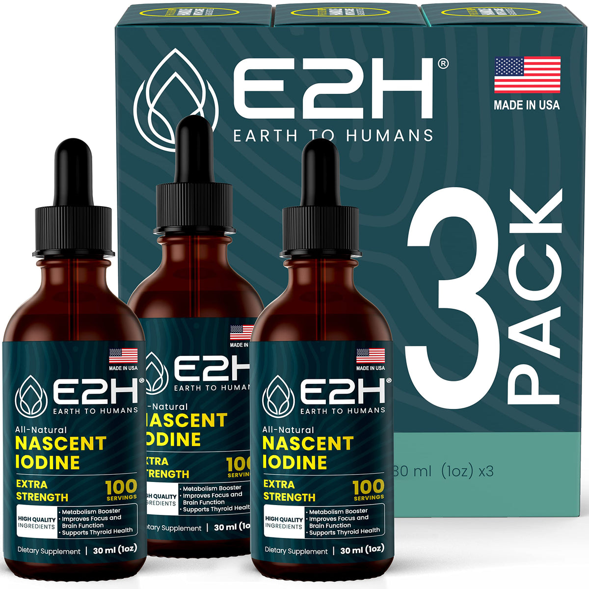 E2H Vegan Liquid Iodine bottle for daily energy support