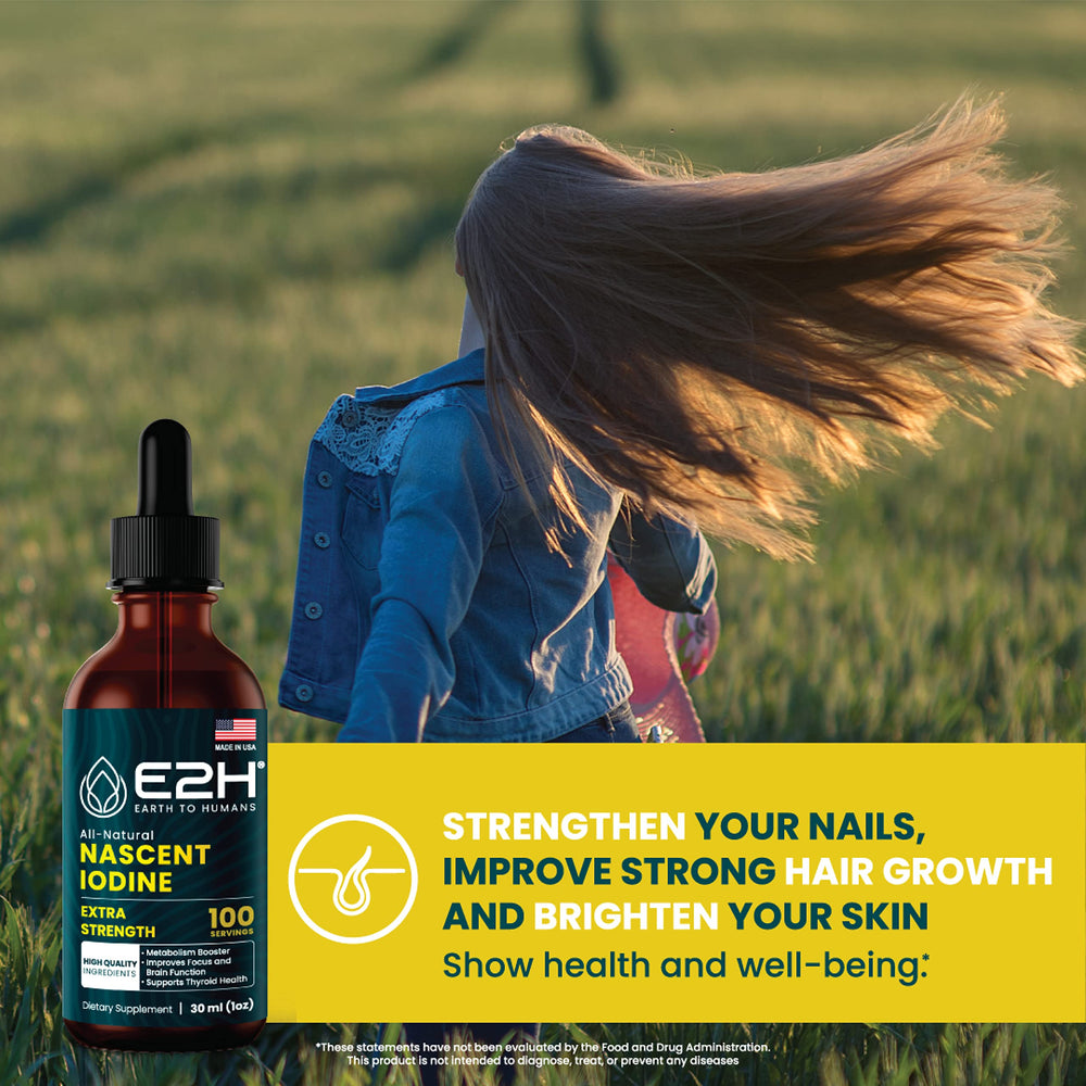 E2H Vegan Liquid Iodine label details show non-GMO and USA-made.
