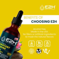 E2H Vegan Liquid Iodine USA-made, proudly sourced and produced.