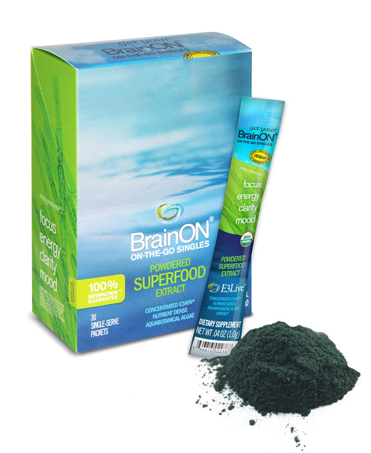 E3LIVE BrainON single-serving packets offer easy, mess-free daily nutrition
