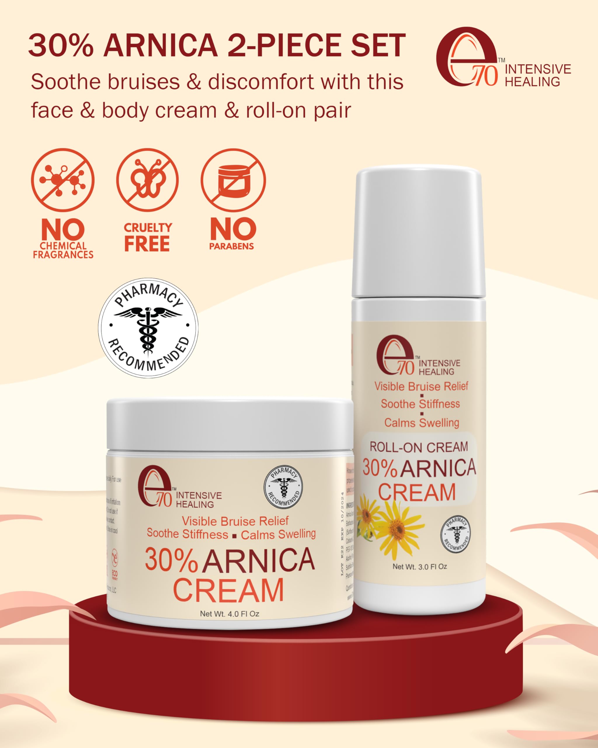 e70 Arnica Gel Roll-On providing easy on-the-go application