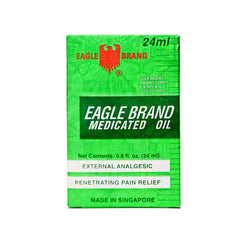 Eagle Brand Medicated Oil bottle front for targeted joint and muscle care.