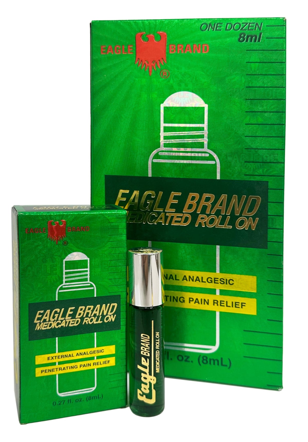 Eagle Brand Medicated Oil Roll-On pack of 12 bottles for on-the-go relief.