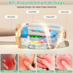 Ealken hand massager air compression closeup shows adaptive pressure for comfort