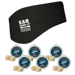 Ear Band-It Ultra headband in black, secure, non-slip waterproof barrier.