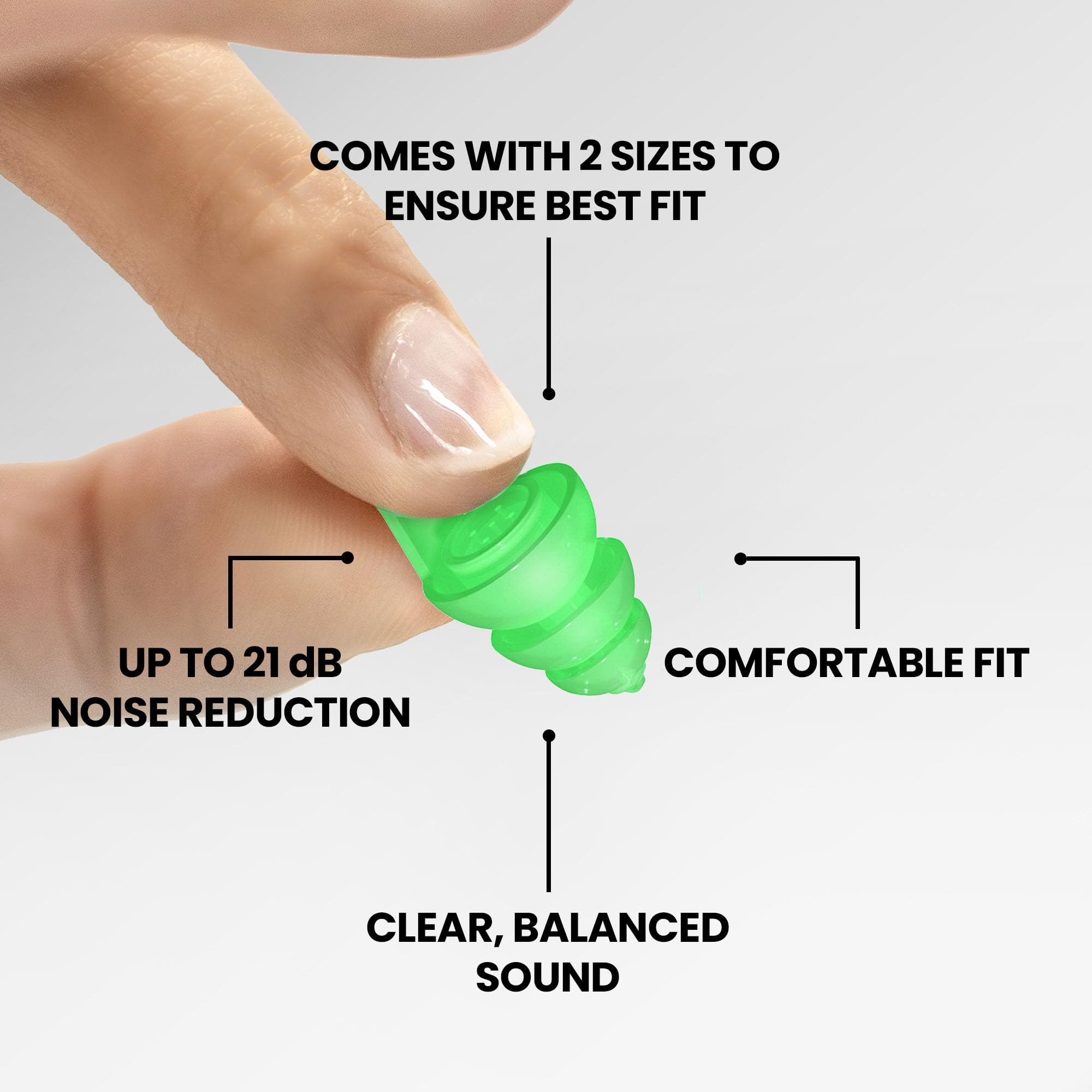 Eargasm Smaller Ears earplugs in two sizes fit small ear canals.