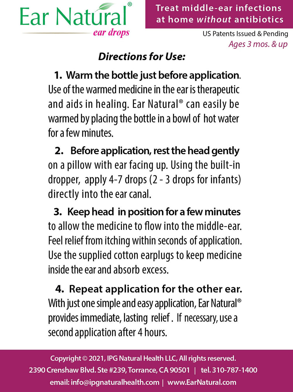 EarNatural cotton plugs pack for mess-free application
