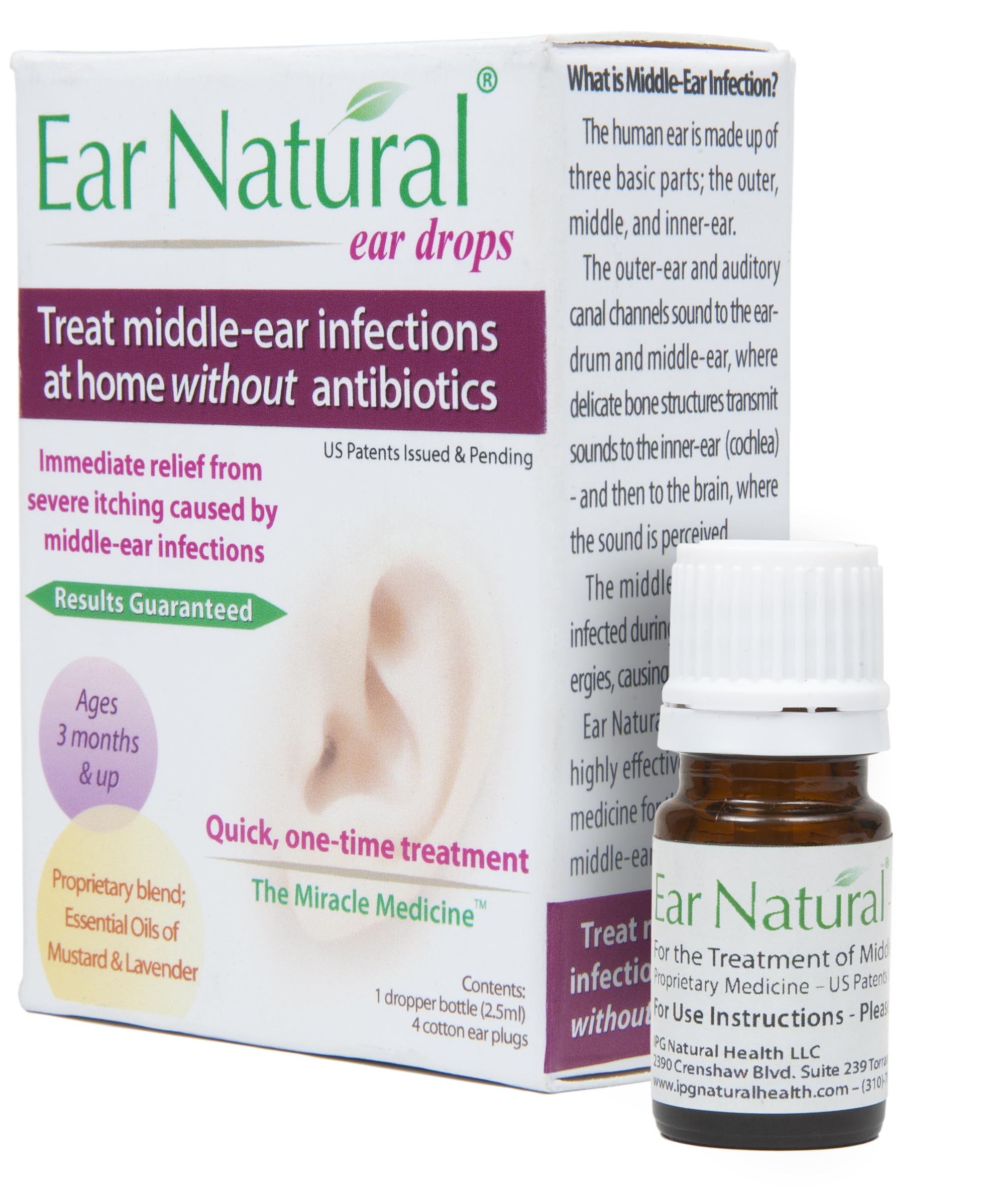 EarNatural patended ear drops bottle for quick relief of ear discomfort