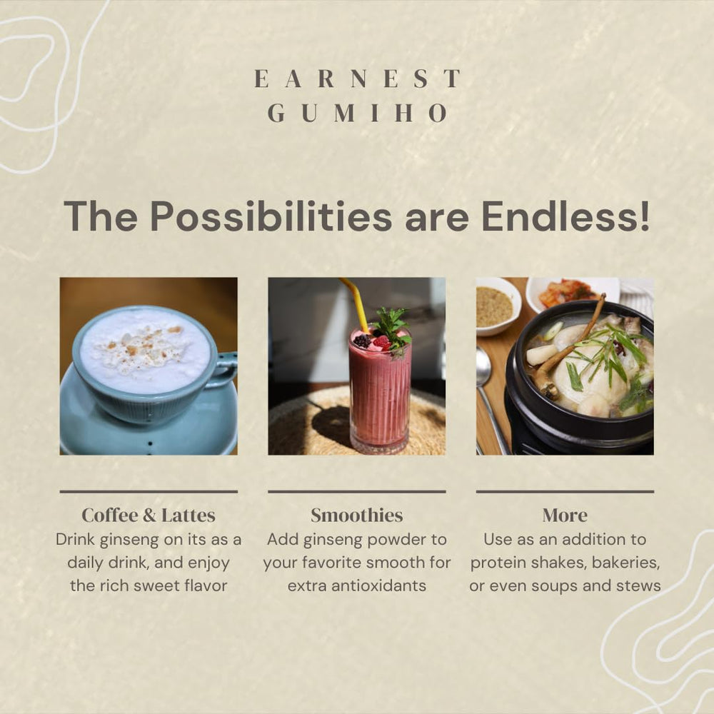 Earnest Gumiho pouring ginseng powder into a cup.