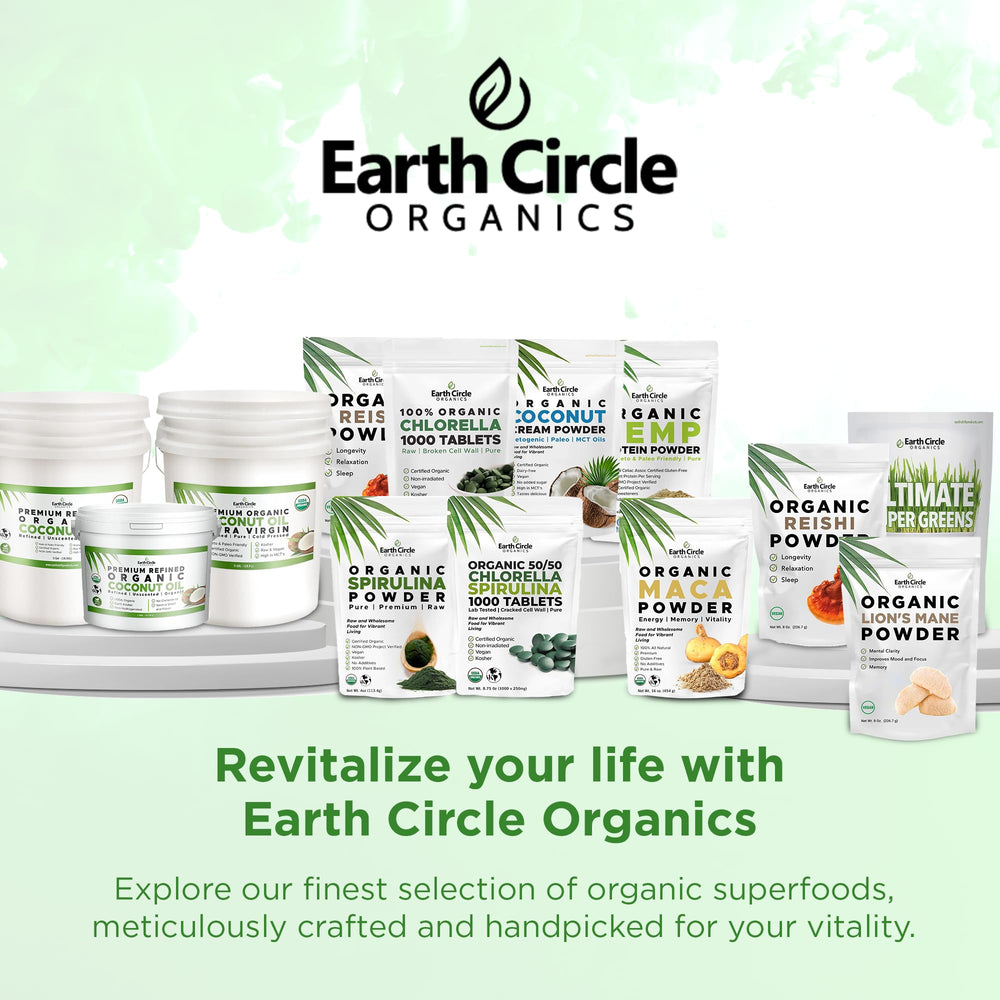 Earth Circle Organics green-color tablets evoke fresh, nutrient-rich greens