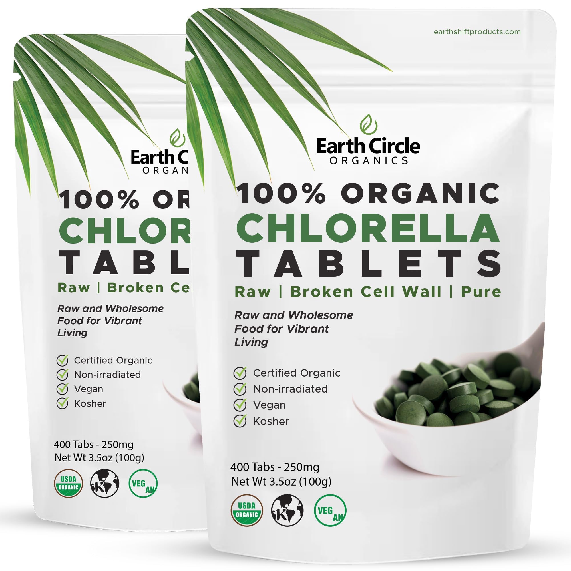 Earth Circle Organics chlorella tablets bottle front for daily wellness
