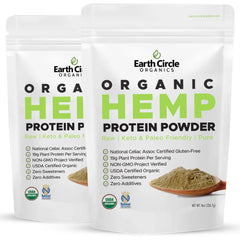 Earth Circle Organics hemp protein powder bottle for gluten-free plant-based shakes